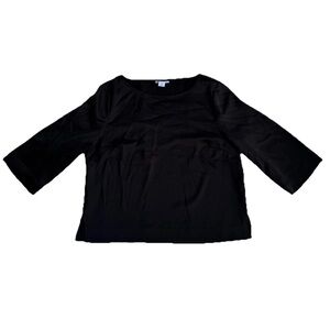 Liz Claiborne women’s size small Black Blouse round neck 3/4 length sleeves